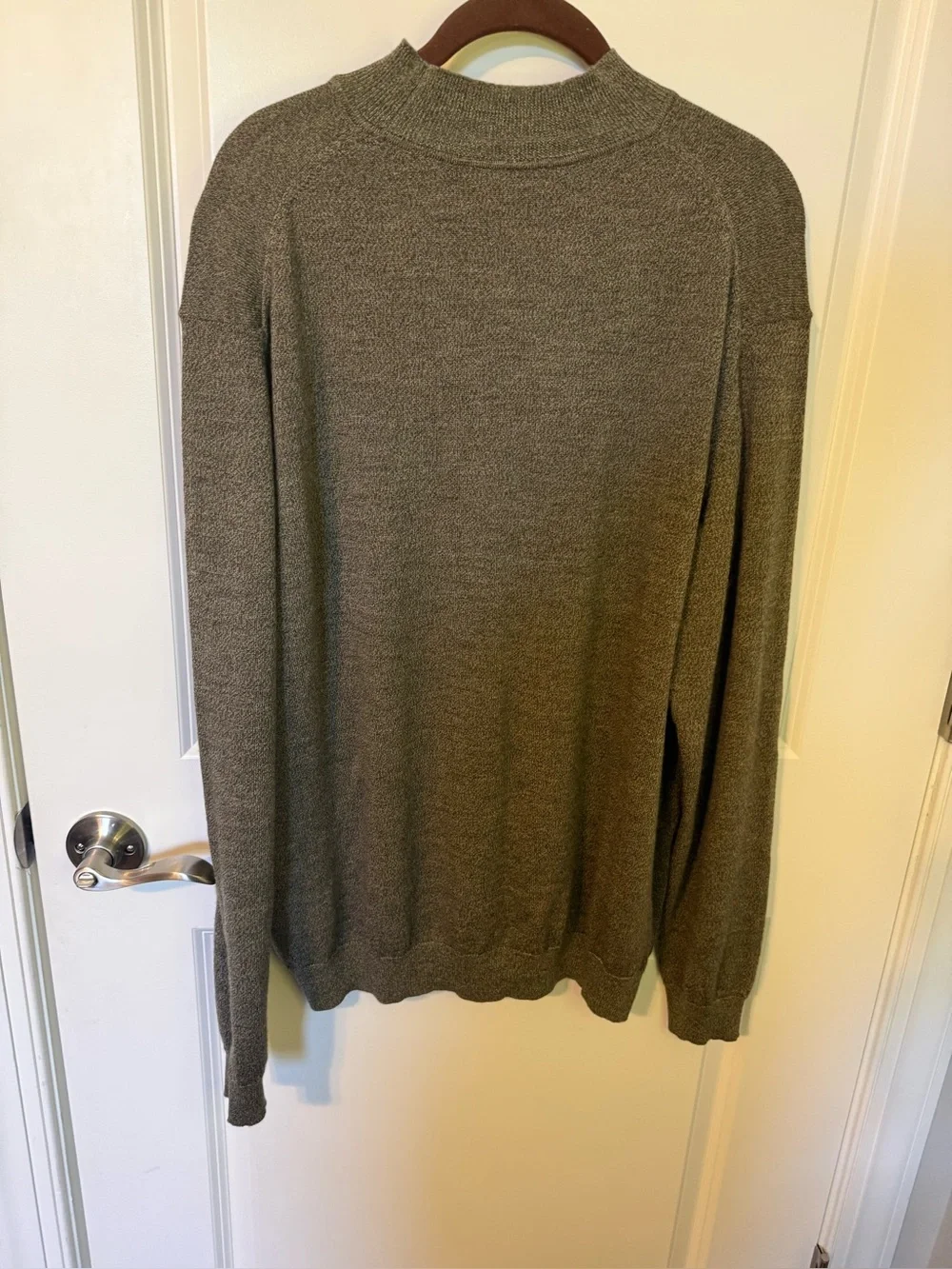 John Ashford Men XL 100% Italian Merino Wool Mock Neck Sweater Gray